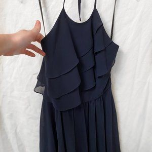 BCBGeneration Navy Halter Open Back Dress